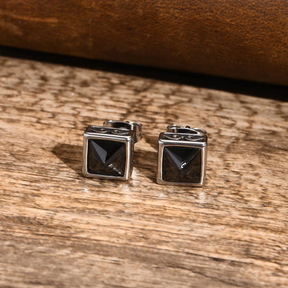 Brinco Masculino em Aço com Zircônia BlackSquare