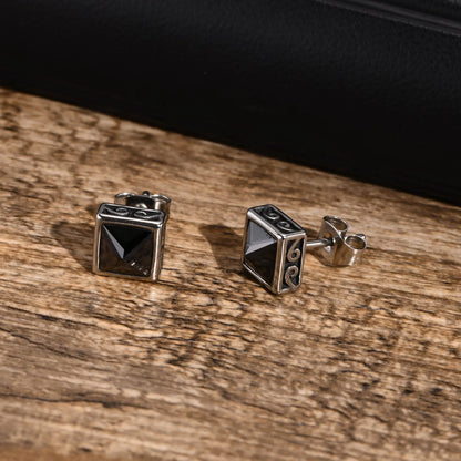 Brinco Masculino em Aço com Zircônia BlackSquare