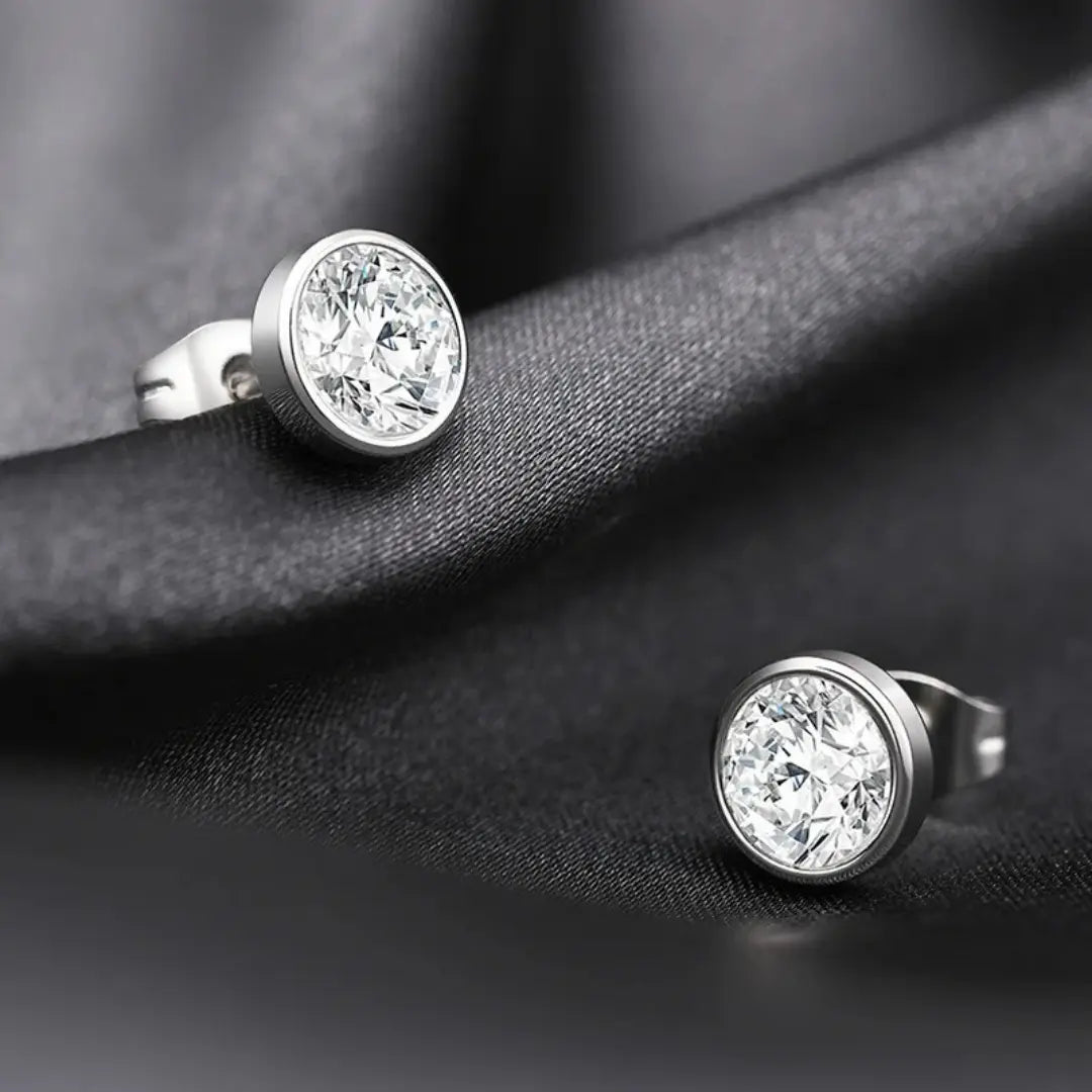 Brinco Masculino em Aço com Zircônia Cubic (Par)