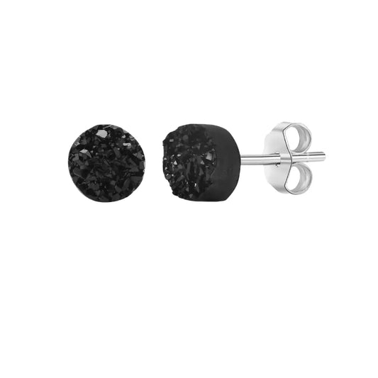 Brinco Masculino em Aço e Cristal Black (Par)