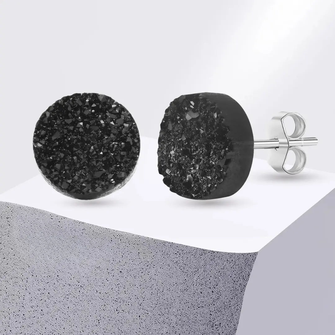 Brinco Masculino em Aço e Cristal Black (Par)