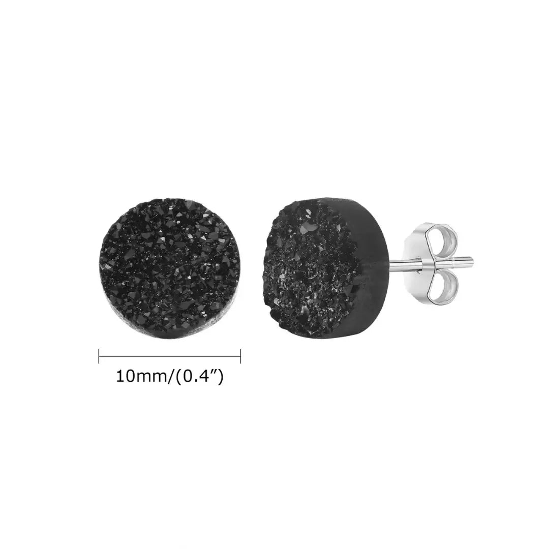 Brinco Masculino em Aço e Cristal Black (Par)