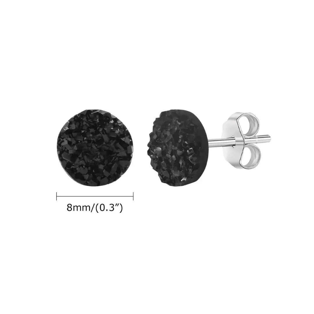 Brinco Masculino em Aço e Cristal Black (Par)