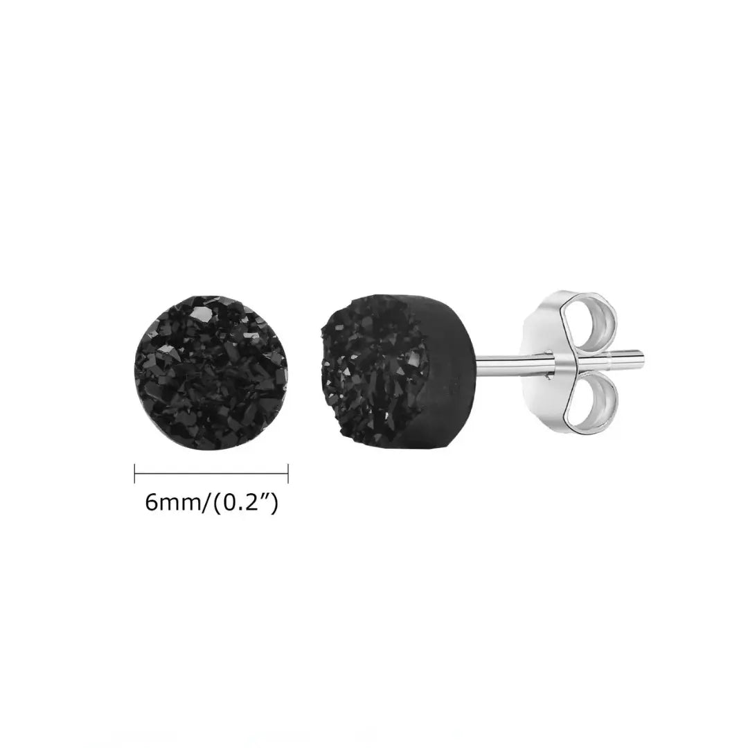 Brinco Masculino em Aço e Cristal Black (Par)