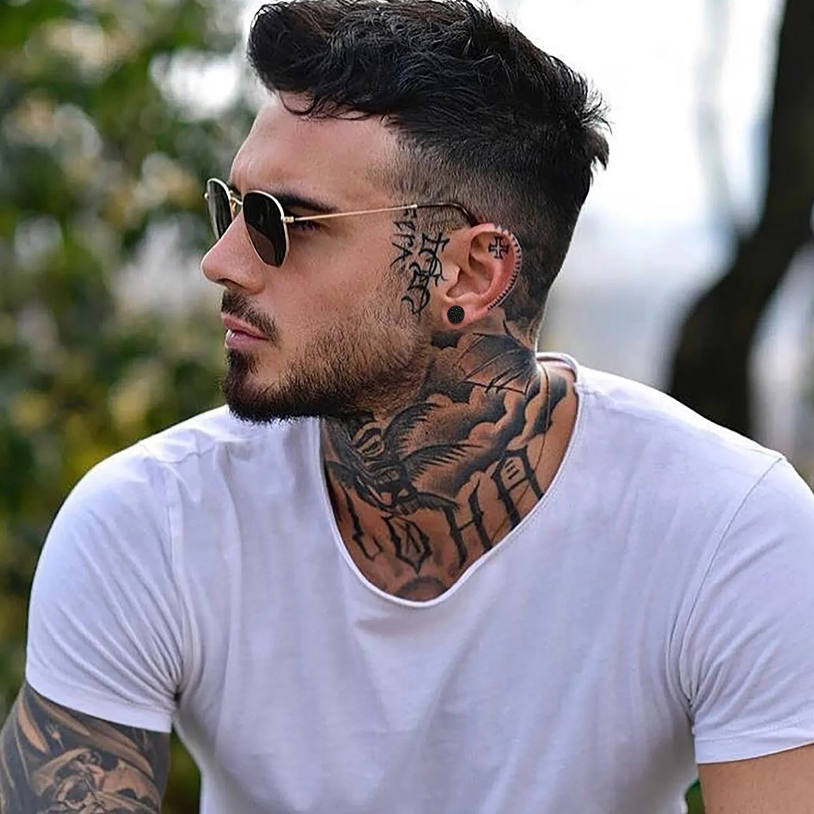 Brinco Masculino em Aço e Cristal Black (Par)