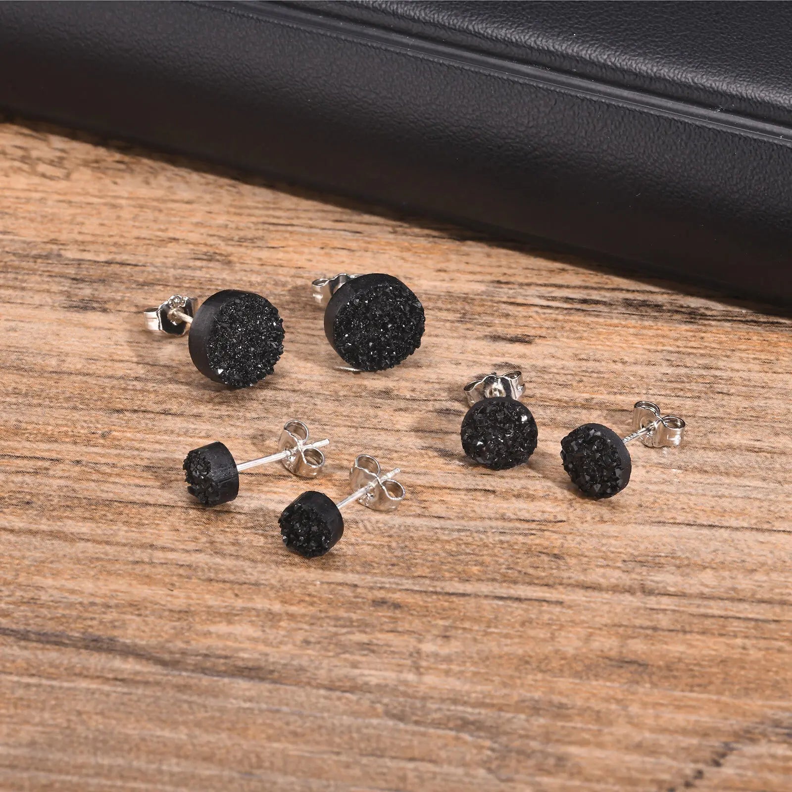 Brinco Masculino em Aço e Cristal Black (Par)