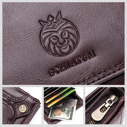 Carteira Masculina em Couro Legítimo RFID Schalatum Accordion