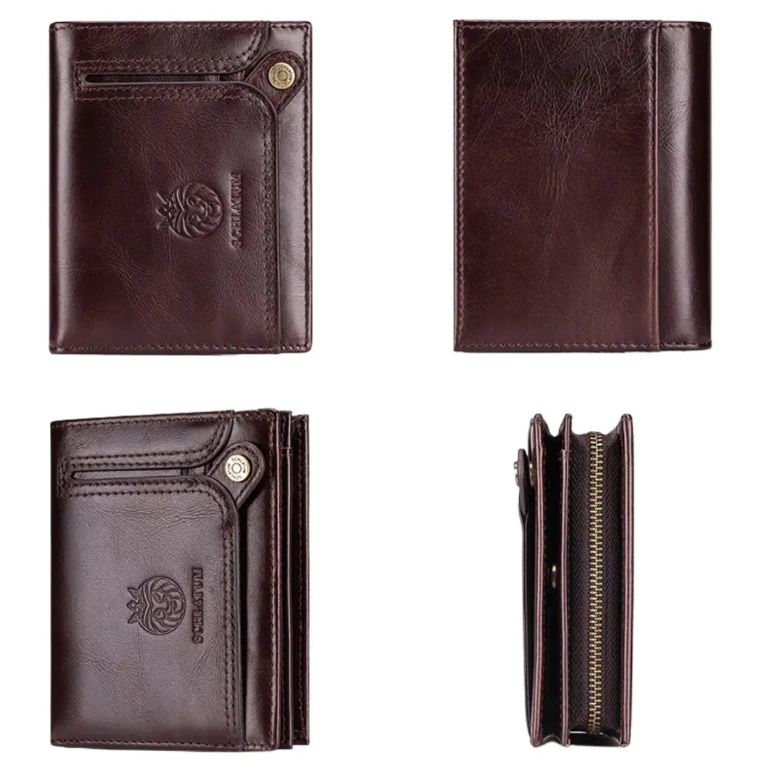 Carteira Masculina em Couro Legítimo RFID Schalatum Accordion