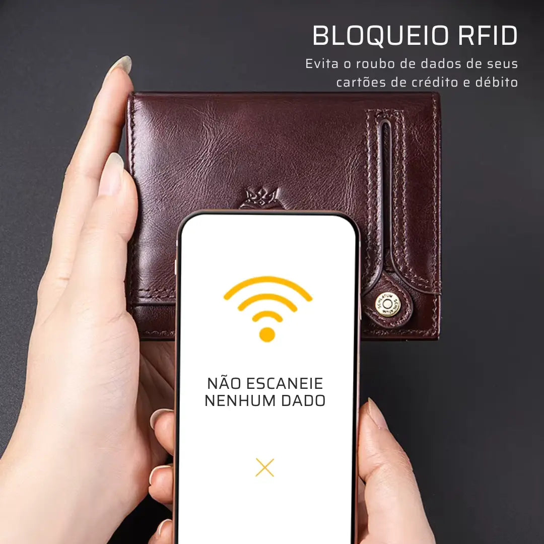 Carteira Masculina em Couro Legítimo RFID Schalatum Accordion