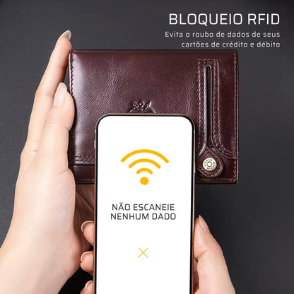 Carteira Masculina em Couro Legítimo RFID Schalatum Accordion
