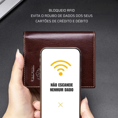 Carteira Masculina em Couro Legítimo RFID Schalatum Capacity