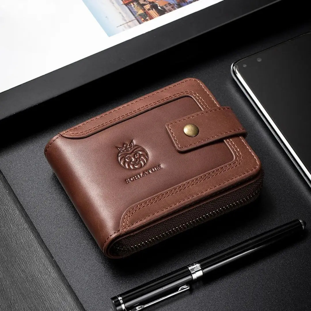 Carteira Masculina em Couro Legítimo RFID Schalatum Prince