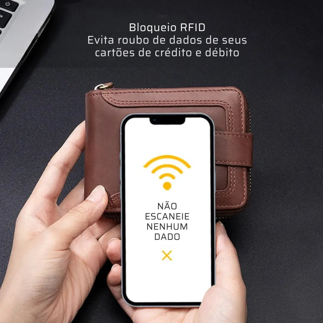 Carteira Masculina em Couro Legítimo RFID Schalatum Prince