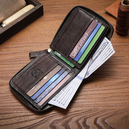 Carteira Masculina em Couro Legítimo RFID Schalatum Retro