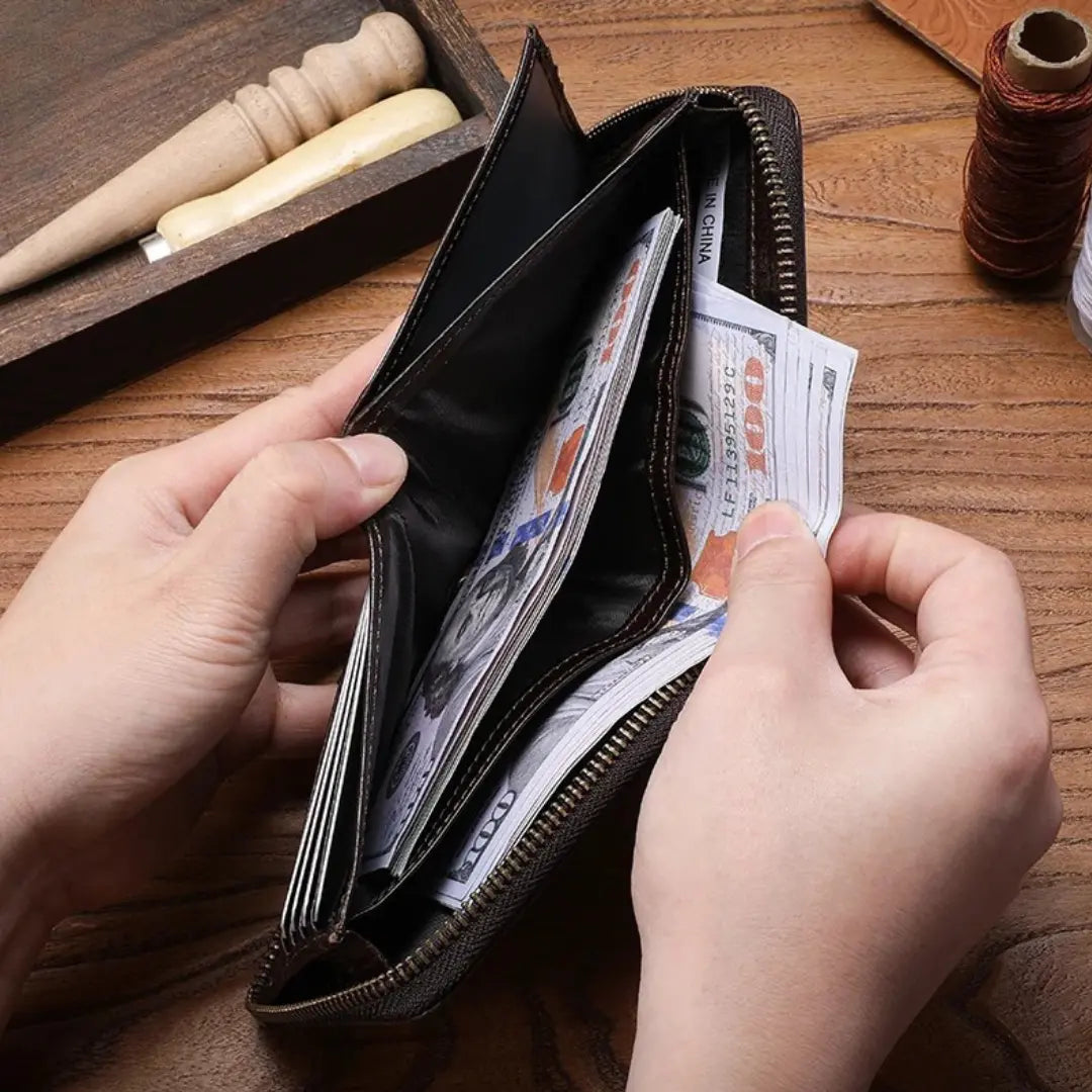 Carteira Masculina em Couro Legítimo RFID Schalatum Retro