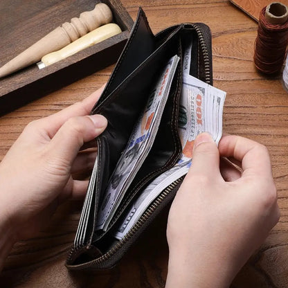 Carteira Masculina em Couro Legítimo RFID Schalatum Retro