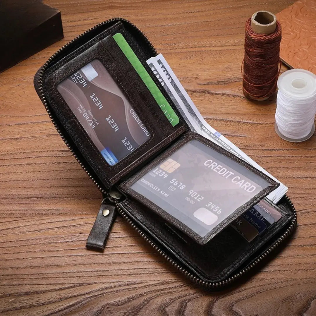 Carteira Masculina em Couro Legítimo RFID Schalatum Retro