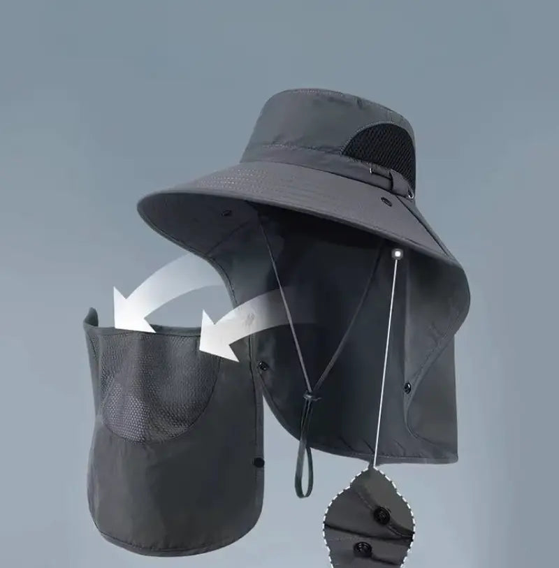 Chapéu Masculino com Máscara de Proteção Completa UV Shield