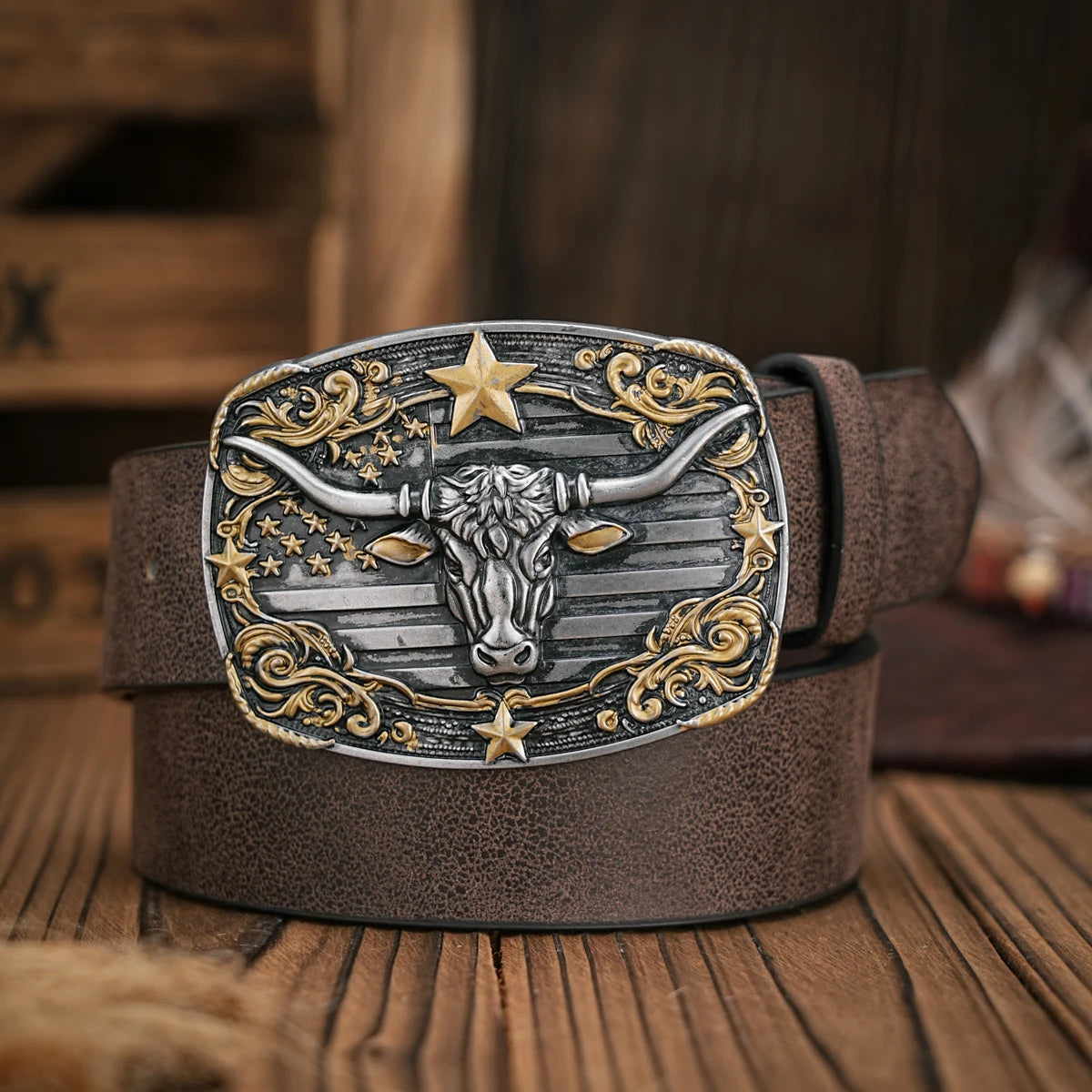 Cinto Masculino em Couro Ecologico Western