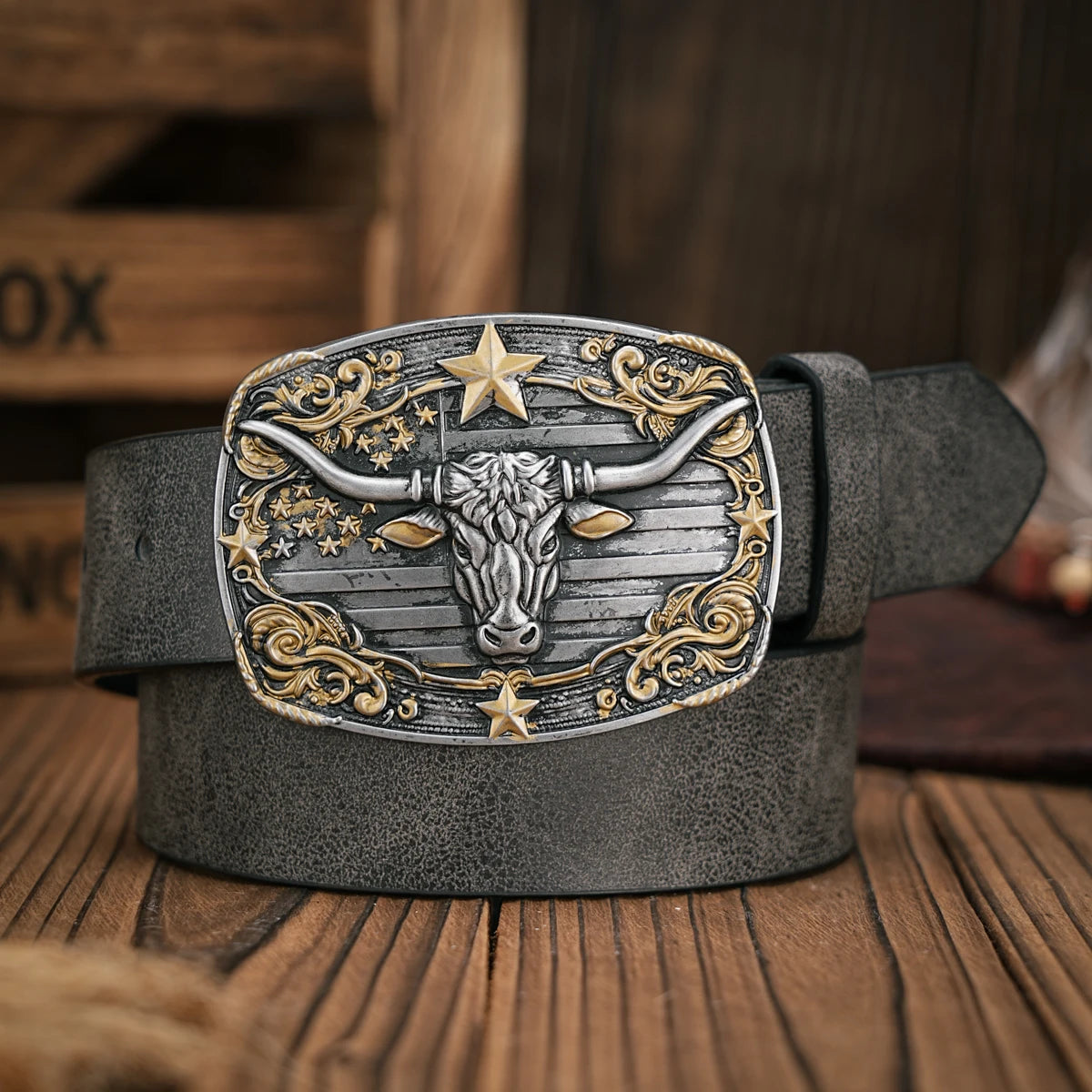 Cinto Masculino em Couro Ecologico Western