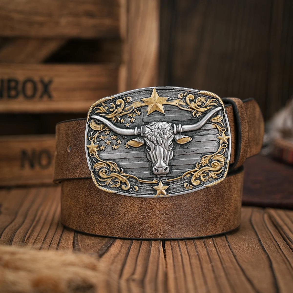 Cinto Masculino em Couro Ecologico Western