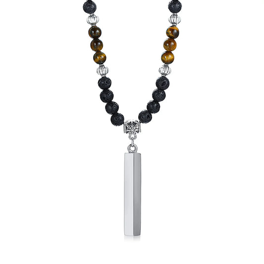 Colar Masculino Tibetano Lava Stone