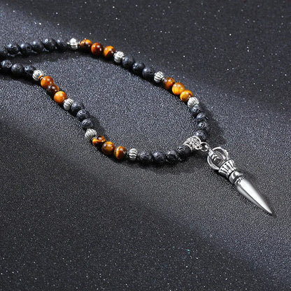 Colar Masculino Tibetano Lava Stone