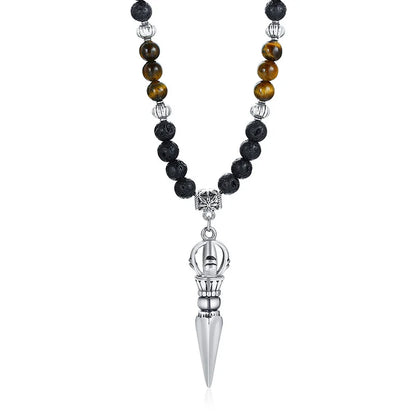 Colar Masculino Tibetano Lava Stone