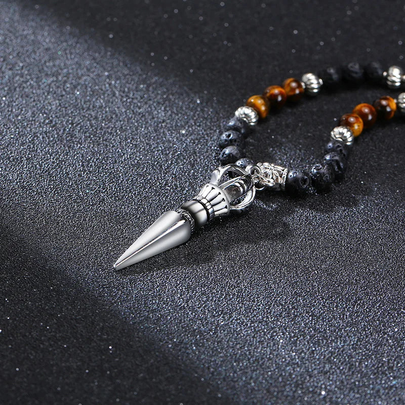 Colar Masculino Tibetano Lava Stone
