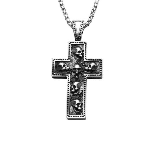 Colar Masculino com Pingente Skull Cross
