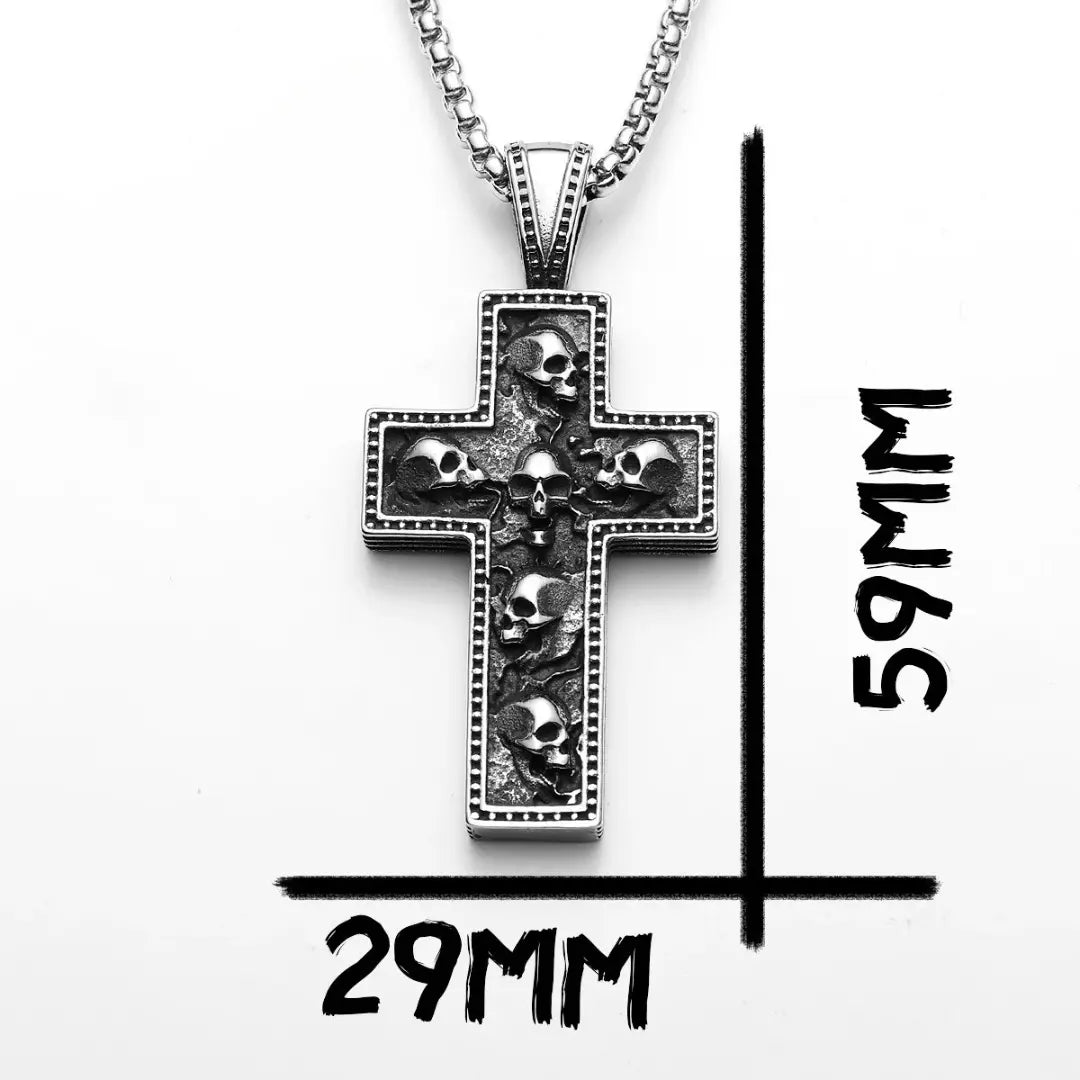 Colar Masculino com Pingente Skull Cross