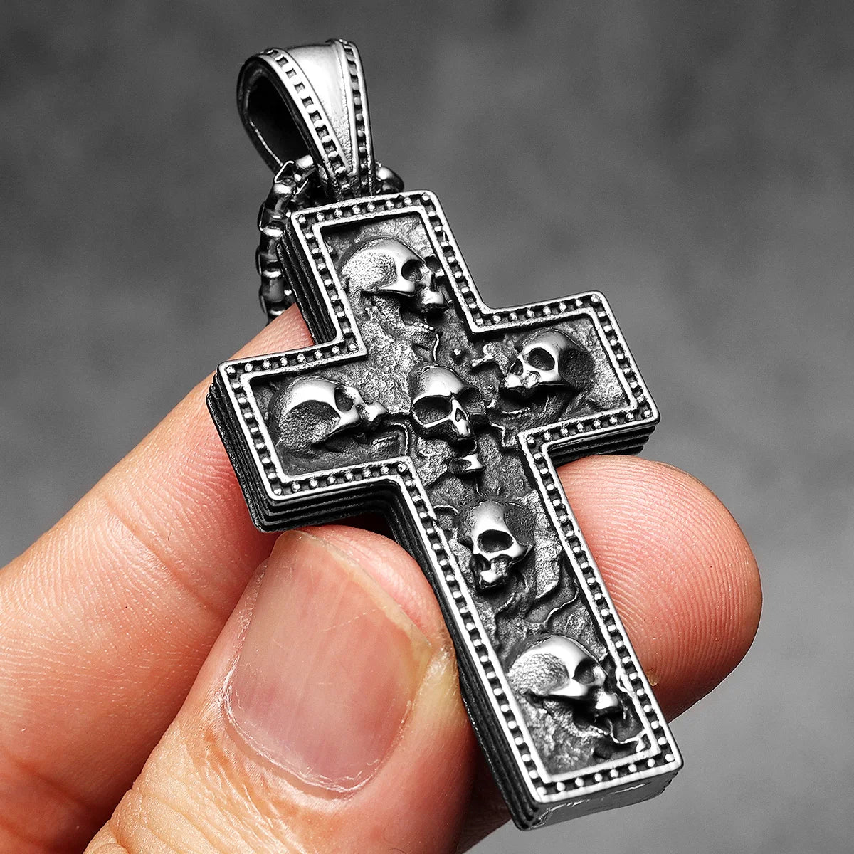 Colar Masculino com Pingente Skull Cross