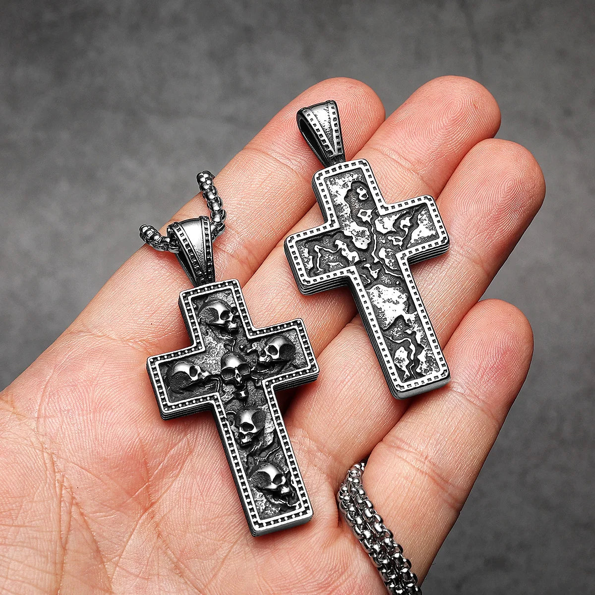 Colar Masculino com Pingente Skull Cross