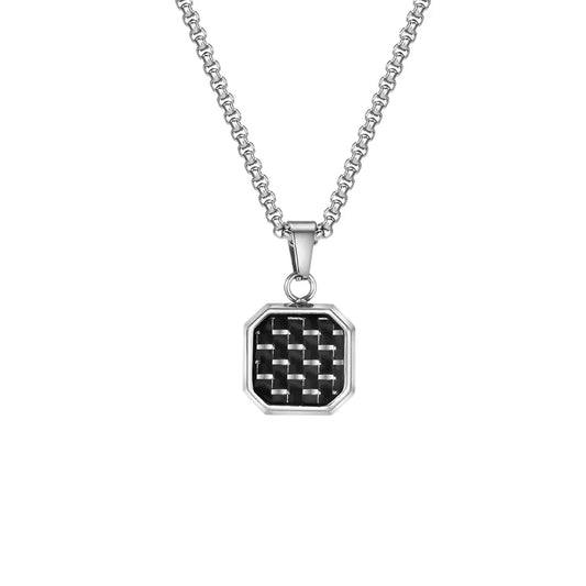 Colar Masculino em Aço Inox Carbon Fiber
