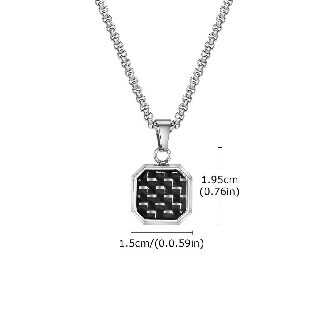 Colar Masculino em Aço Inox Carbon Fiber
