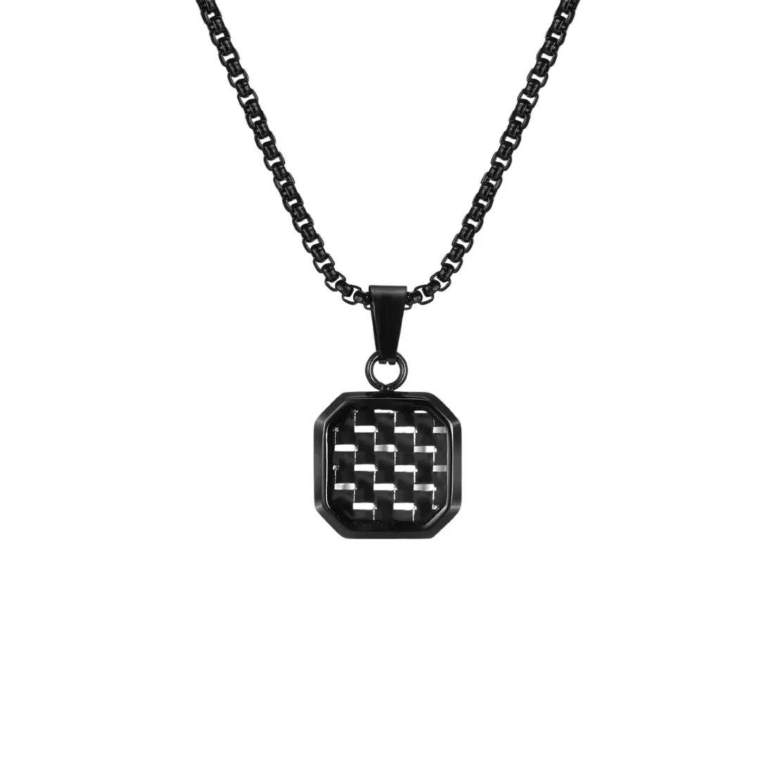 Colar Masculino em Aço Inox Carbon Fiber