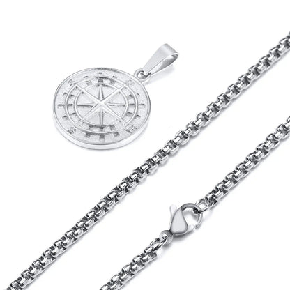 Colar Masculino em Aço Inox Compass