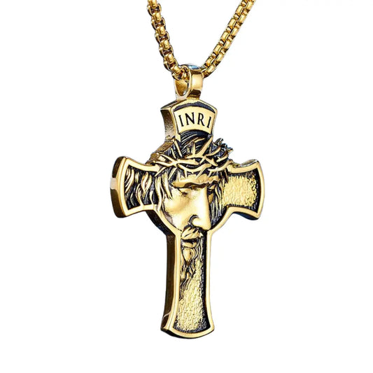 Colar Masculino em Aço Inox Inri Cross