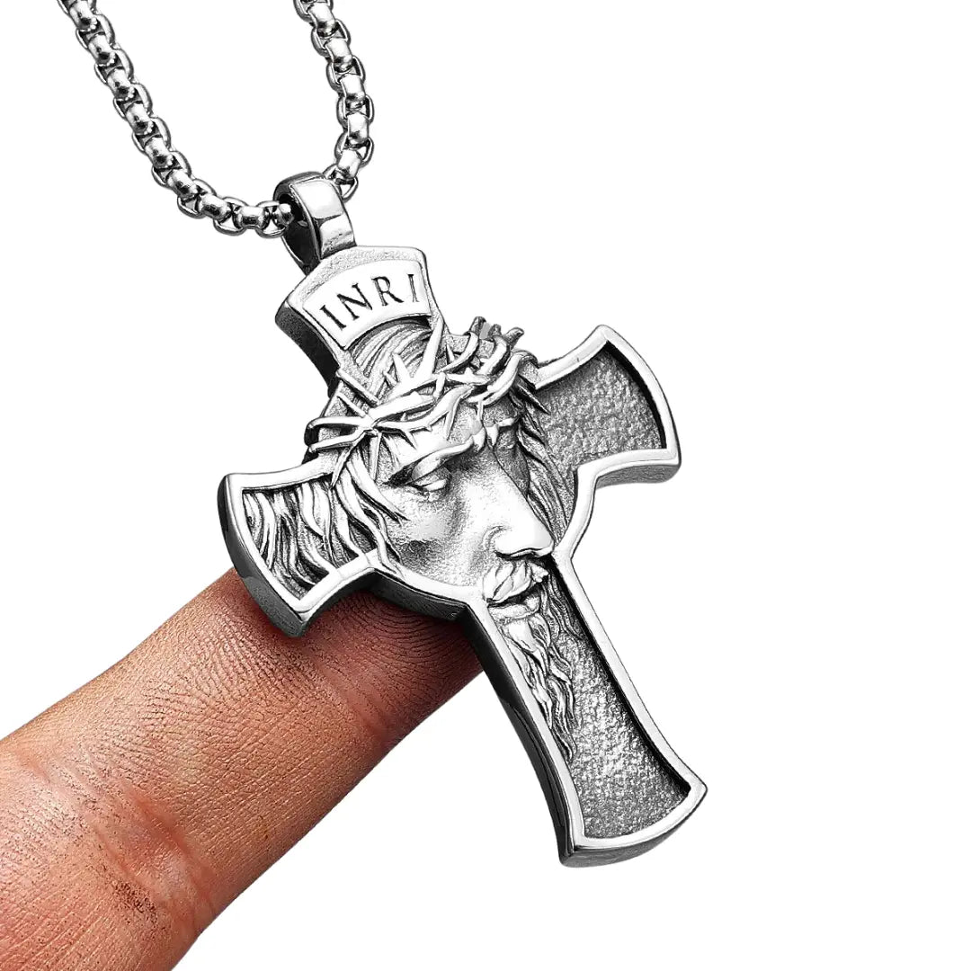 Colar Masculino em Aço Inox Inri Cross