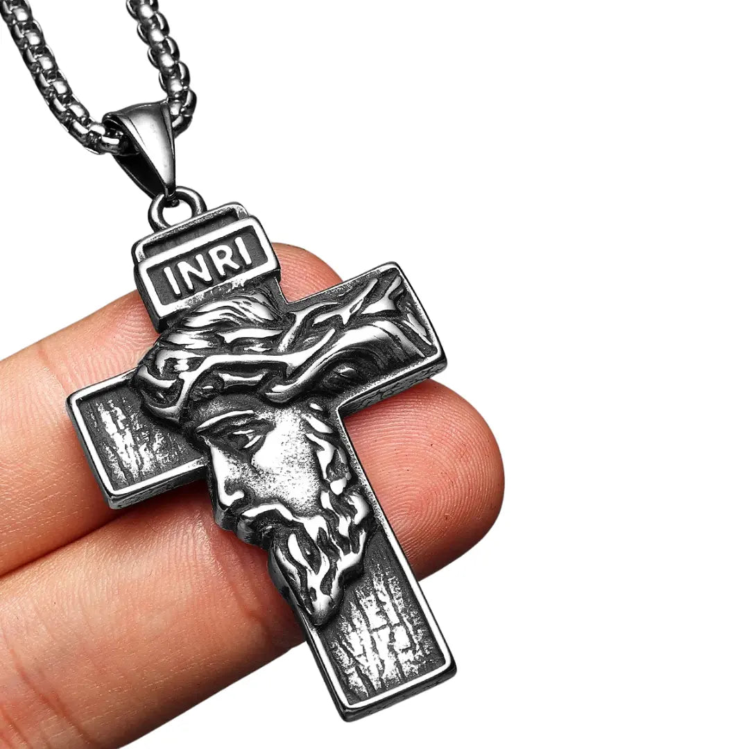 Colar Masculino em Aço Inox Inri Cross