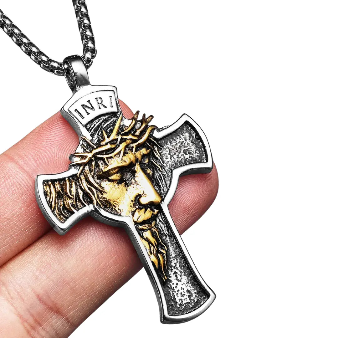 Colar Masculino em Aço Inox Inri Cross