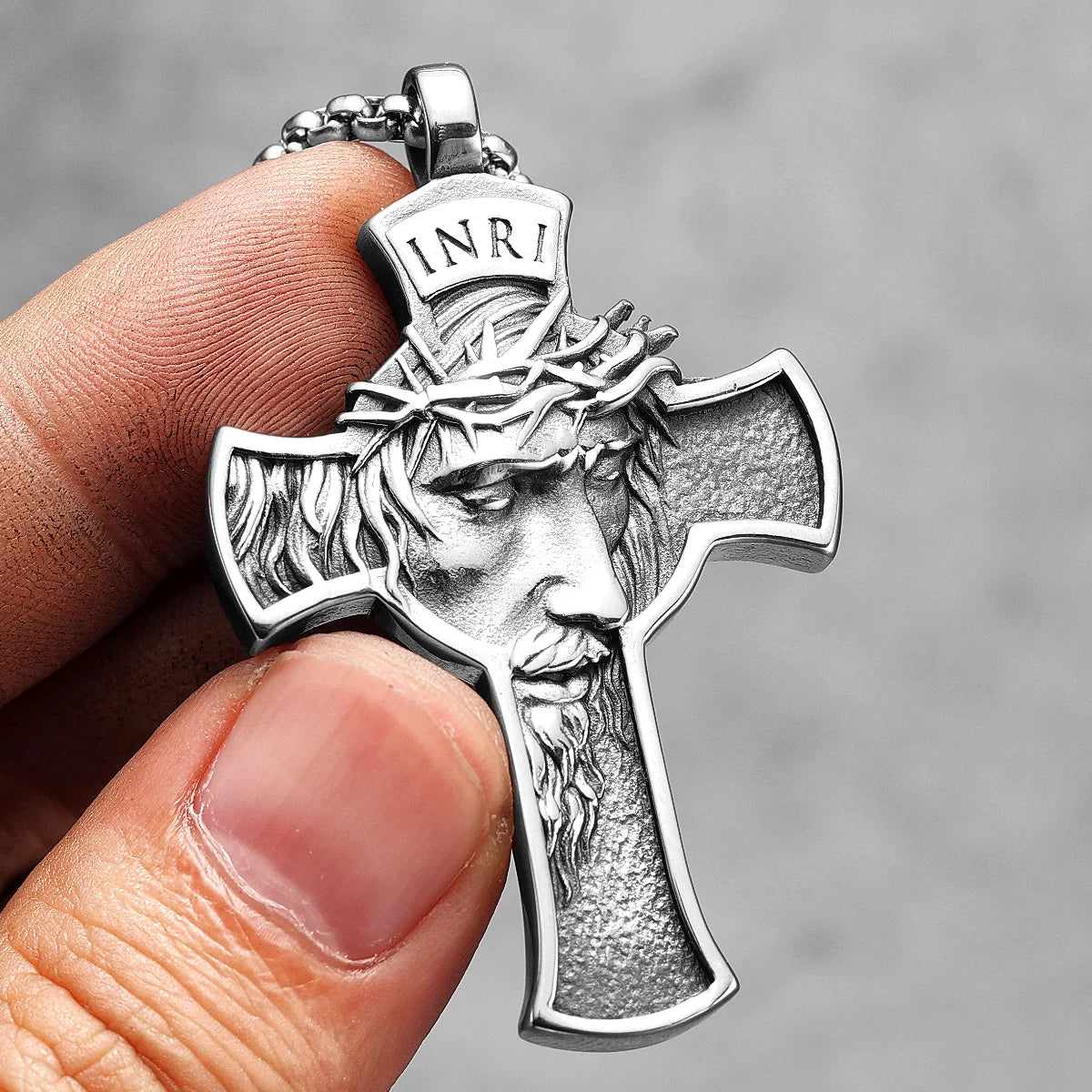 Colar Masculino em Aço Inox Inri Cross