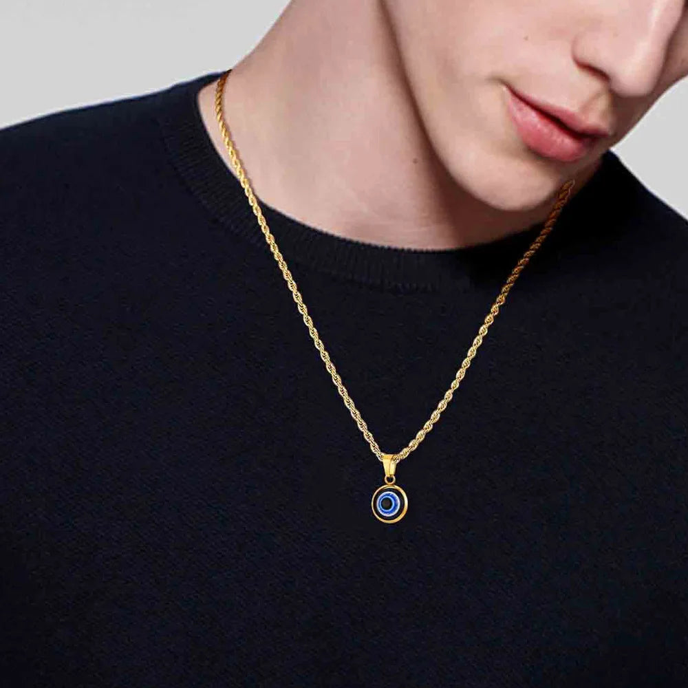 Colar Masculino em Aço Inox Olho Grego
