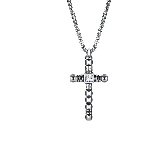 Colar Masculino em Aço Inox Punk Cross