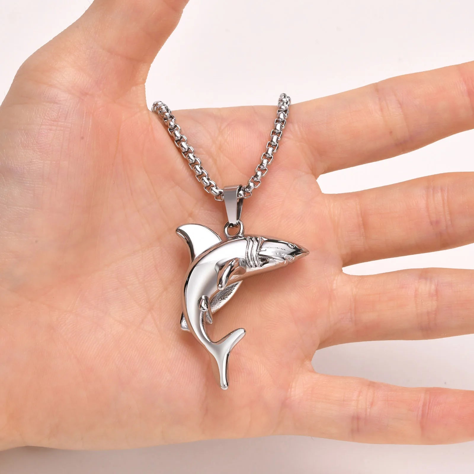 Colar Masculino em Aço Inox Shark