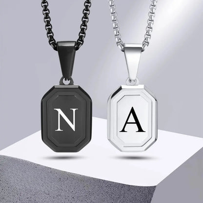 Colar Masculino em Aço Inox com Letra Inicial Geometric