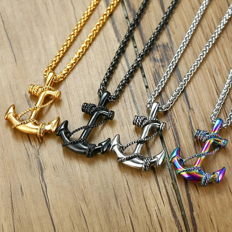 Colar Masculino em Aço Inox Âncora