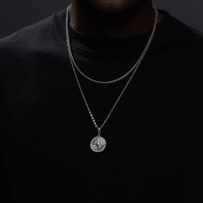 Conjunto de Corrente + Colar Masculino em Aço Inox Compass (2 peças)