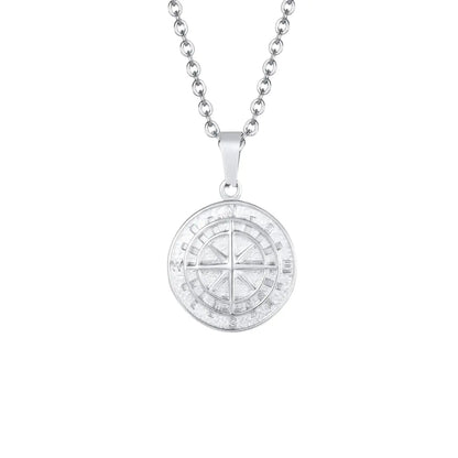 Conjunto de Corrente + Colar Masculino em Aço Inox Compass (2 peças)