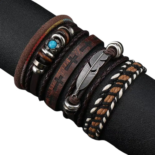 Conjunto de Pulseiras Masculinas Ethnic (5 Peças)